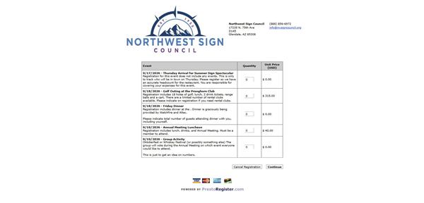 Northwest Sign Council registration form