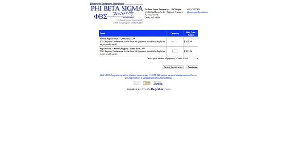 Phi Beta Sigma Fraternity registration form