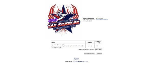 Sharp's Taekwondo registration form